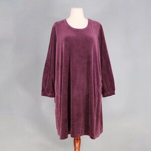 J.JILL PureJill Plush Velour Tunic Dress Long Sleeve Plum Purple Size XL